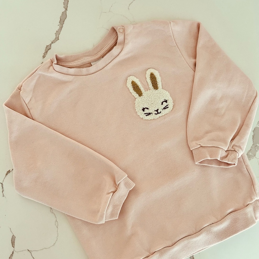 H&M Cute Pink Sweatshirt with Bunny Patch